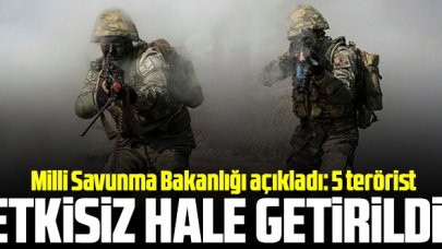 Irak'ın kuzeyinde 5 terörist etkisiz hale getirildi