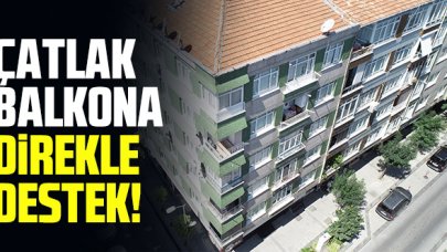 Güngören'de çatlak balkona direkle destek!