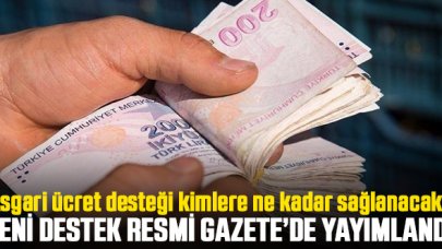 İşverenlere asgari ücret desteği Resmi Gazete'de yayımlandı!