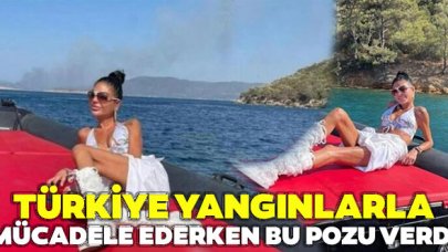 Süreyya Yalçın orman yangınına aldırış etmeden fotoğraf çekip paylaştı