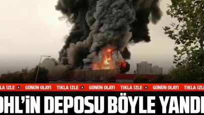Avcılar'daki depoda çıkan yangın böyle görüntülendi