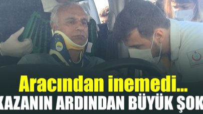 Fatih'te kaza geçiren Hüseyin Akkaya şokun etkisiyle aracından çıkamadı