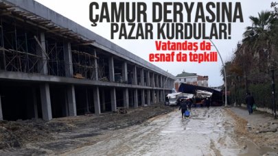 Büyükçekmece'de çamurun içinde pazar!