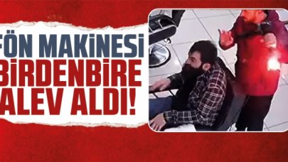 Fön makinesi birden tutuştu