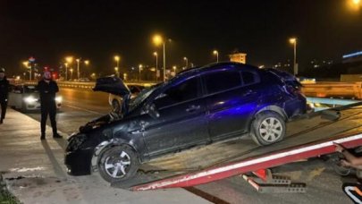 Otomobil 10 metre yükseklikten aşağı düştü: 1 yaralı