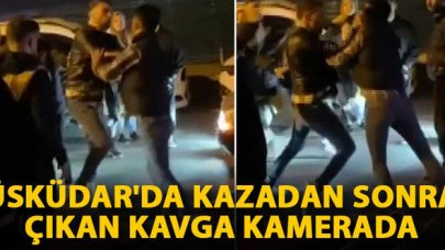 Üsküdar'da kazadan sonra çıkan kavga kamerada