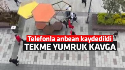 Arnavutköy'de caddede tekmeli yumruklu 'telefon' kavgası