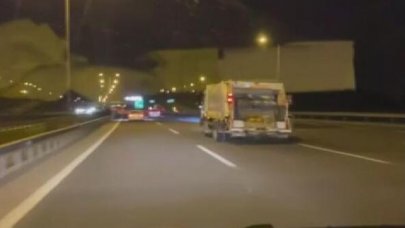 Otoyolda çöp kamyonunun şaşkına çeviren yolculuğu