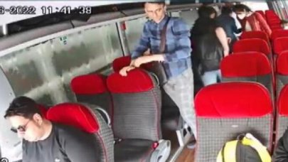 Havalimanı servis aracında film sahnelerini aratmayan hırsızlık