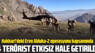 İçişleri Bakanlığı: Hakkari'de 4 terörist etkisiz hale getirildi