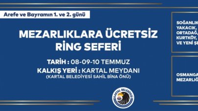 Kartal Belediyesi’nden Kurban Bayramı’nda mezarlık ziyareti yapan vatandaşlara ulaşım hizmeti