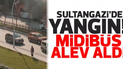 Sultangazi'de midibüs alev alev yandı