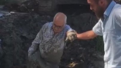 Arnavutköy'de bataklığa saplandı