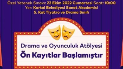 Kartal Belediye Tiyatrosu Drama ve Oyunculuk Atölyesi ön kayıtları başladı