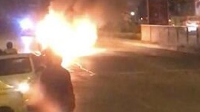 Ataşehir'de otomobil alev alev yandı