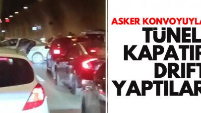 Üsküdar'daki asker konvoyunda tüneli kapatıp drift yaptılar
