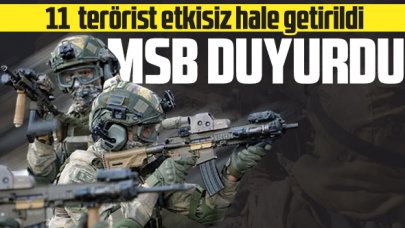 MSB: 11 PKK'lı terörist etkisiz hale getirildi