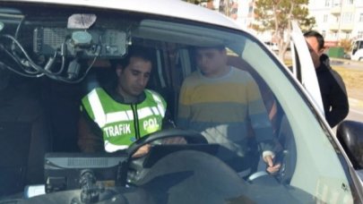 Aksaray'da 12 yaşındaki çocuk araba sürerken yakalandı