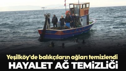 Yeşilköy Sahili'nde ağ temizliği