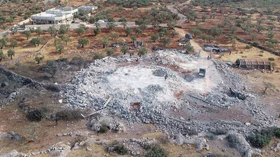 Bağdadi'nin etkisiz hale getirildiği yer havadan görüntülendi