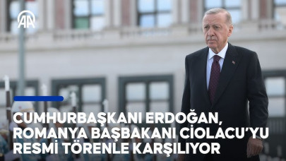 Cumhurbaşkanı Erdoğan, Romanya Başbakanı Ciolacu'yu resmi törenle karşılıyor