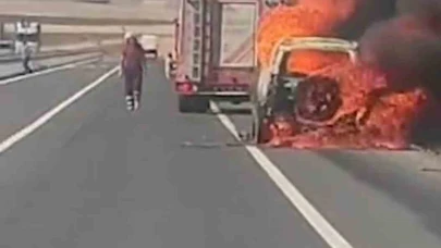 Seyir halindeyken alev alan cip küle döndü