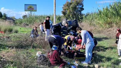 Serik’te feci kaza: Araç kontrolden çıktı, şarampole yuvarlandı!