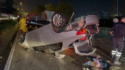 Otomobil takla attı, araç tanınmaz hale geldi: İçindekiler şaşkına çevirdi...