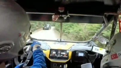 Ralli etabına giren araç saniyeler içinde büyük tehlike yarattı!