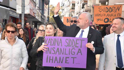 Menemen, kadına şiddete karşı tek ses oldu