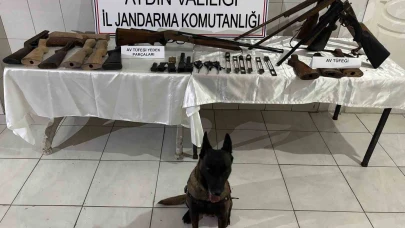 Bomba köpekleriyle arama! Şok eden silah koleksiyonu