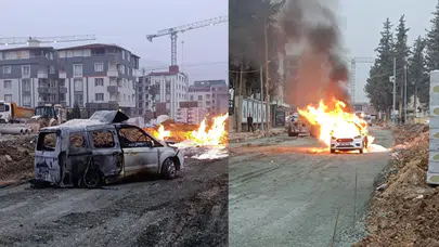Doğalgaz borusu patladı, araç alev topuna döndü!