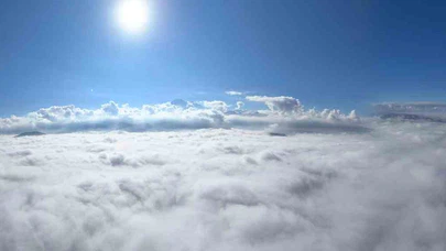 Kayseri’de sis denizinin üzerinden büyüleyici manzara