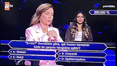 Kim Milyoner Olmak İster’de sorulan E=mc² sorusunun cevabı ne? Einstein mı, Emaret mi, Enerji mi, Egzistansiyalizm mi?