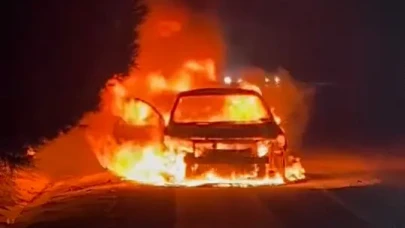 Alevler Geceyi Aydınlattı! Bursa'da Yanan Araç Ormanı Tehdit Etti