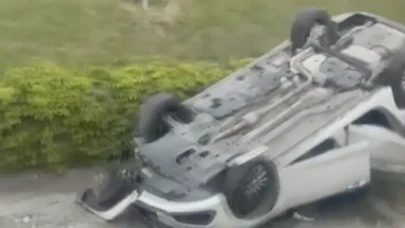 E5'te can pazarı! Otomobil takla attı ekipler seferber oldu