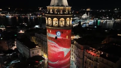 Türk Polis Teşkilatı'nın 180. Kuruluş Yılına Özel Galata Kulesi'nde Işıklı Gösterim Yapıldı