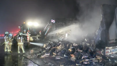 Kuzey Marmara Otoyolu’nda TIR Alev Aldı: Tonlarca Çilek Kül Oldu!