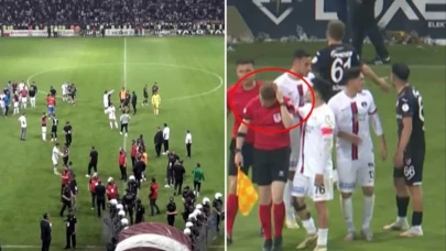 Olaylı maçta hakemler sahayı terk etti mücadele tatil edildi