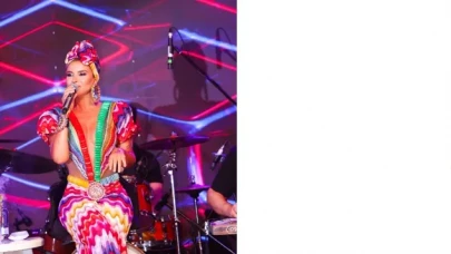 Gülben Ergen’in cesur kostümü ve sahne şovu Alaçatı’yı salladı