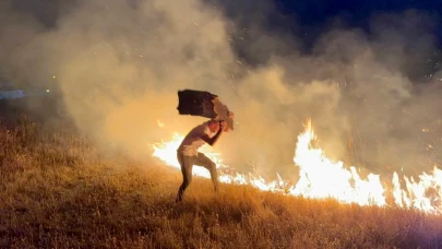 Karabük’te anız yangını evlere tehdit oluşturdu