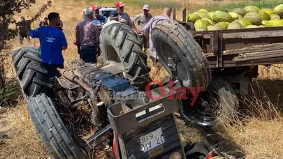 Talihsiz kaza: Devrilen traktör sürücüsüne mezar oldu!