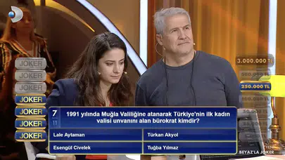 Beyaz’la Joker ilk kadın vali sorusu neydi? Lale Aytaman mı, Türkan Akyol mu, Esengül Civelek mi, Tuğba Yılmaz mı?