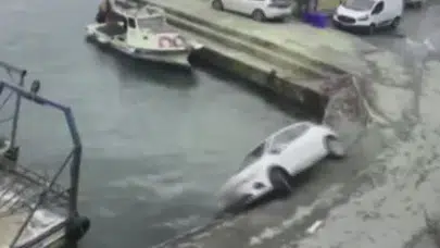 Sarıyer'de facianın eşiğinden dönüldü! Denize düşen araçta yaşam mücadelesi