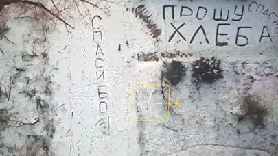 Savaşın soğuğunda sıcak bir an: Drone 'ekmek' için yön değiştirdi