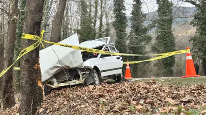 Kontrolden çıkan araç ağaca saplandı! Acı haber geldi