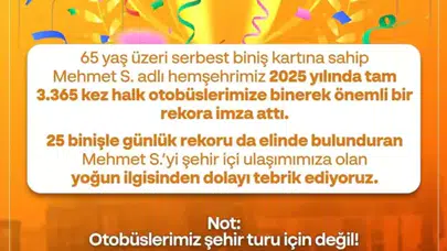 İşte Toplu Taşıma Şampiyonu! Yılda 3 bin 365 Kez Otobüse Bindi...