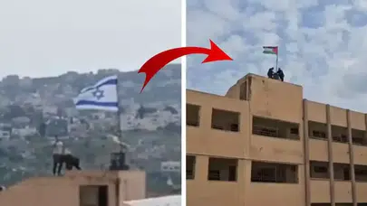 Nablus’ta Okul Önünde Bayrak Gerilimi: Filistin Bayrağı Yeniden Göndere Çekildi