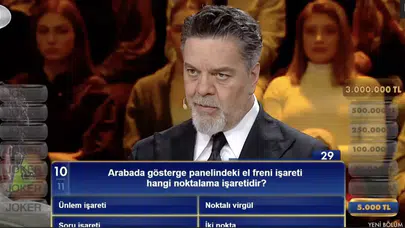 Arabada gösterge panelindeki el freni işareti hangi noktalama işaretidir?