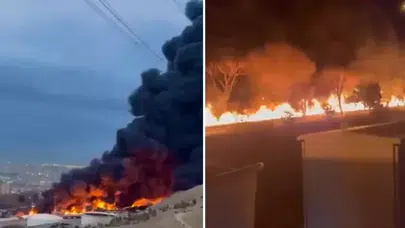 Tahran’da 'ateş nehirleri' Petrol sızıntısı sonrası zehirli yağmur uyarısı!